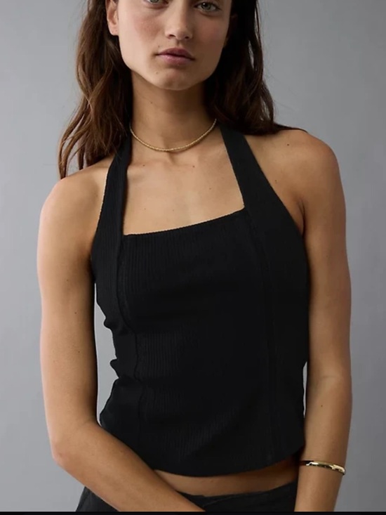 American Eagle Outfitters Tops - NWT American Eagle Black Knit Halter Tank Top